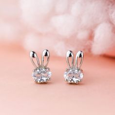 bunny ear stud earrings Miffy Earrings, Bunny Jewelry, Rabbit Earrings, Bunny Earrings, Minimalist Earrings Studs, Ear Earrings, Minimalist Studs, Sterling Silver Stud Earrings, The Bunny