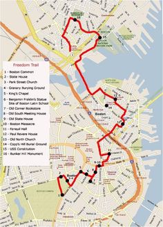 a map shows the route for the boston marathon, which is in red and yellow