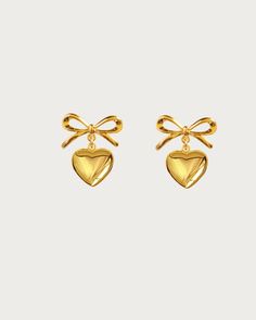 Gold Ribbon Heart Earrings | En Route Jewelry En Route Jewelry, Ribbon Heart, Gold Heart Earring, Golden Jewelry, Instagram Tags, Gold Ribbon, The Perfect Guy, Gold Ribbons, Pearl Flower