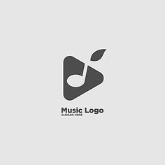 the music logo is designed in black and white with an abstract shape, it appears to be