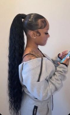 Glam Ponytail Hairstyles Black Women, Cute Hairstyles Black Women Ponytail, Easy Hairstyles On Self, Wet Wavy Ponytail Weave, Ponytail With Curly Hair Black Women, Two Ponytails With Weave Black Women, Sleek Bodywave Ponytail, Slick Back Deep Wave Ponytail, Deep Wave Sleek Ponytail