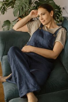 Jumpsuit women. Washed linen overall for a simple and casual look. Summer jumpsuit. - made from Oeko-Tex certified 100 % European linen fabric which guarantees you that it meets human - ecological requirements. The linen fabric is of medium weight (185 g).- color in the picture - Denim. Please choose any other color on the right.- not ironed (and no need to iron to have a relaxed look).The linen is double washed for that amazing softness we all adore. ♥ CARE INSTRUCTIONSMachine wash 40° C. Tumbl Spring Linen Overalls With Relaxed Fit, Casual Linen Overall Jumpsuits And Rompers, Spring Linen Overalls, Linen Jumpsuits And Rompers With Pockets, Casual Linen Overalls And Rompers, Casual Linen Overalls Jumpsuit, Casual Linen Overalls With Relaxed Fit, Summer Linen Jumpsuits And Rompers With Bib Front, Linen Overalls Winter