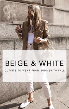 Make the most out of those warm toned pieces in your closet with these stunning beige and white outfits that are perfect for transitional weather. Spring outfits, fall outfits, office outfits, work outfits, business casual, wear to work, casual outfits, neutral outfits, minimalist, minimalist style, minimal outfits, fashion 2019, fashion trends 2019. Fall Outfits Office, Work Outfits Business Casual, Wear To Work Casual, Yellow Aviator Sunglasses, Beige Outfits, Long White Cardigan, White Cami Tops, 2019 Fashion Trends, White Strappy Heels