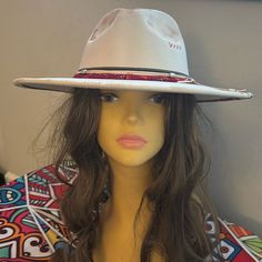 Boho Rancher Hat, Adjustable, With Plastic Hat Mold To Retain Shape. You Will Absolutely Love These Hats. Excellent Quality Unique Design. White Flat Brim Felt Hat For Summer, White Wide Brim Felt Hat For Summer, White Felt Hat With Short Brim For Summer, White Brimmed Felt Hat For Summer, Summer Fedora Felt Hat, One Size Fits Most, Summer Fedora Felt Hat For Country Events, White Country Style Felt Hat For The Beach, Country Style White Felt Hat For The Beach, White Country Style Felt Hat For Beach