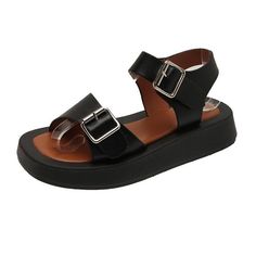 Women Ankle Strap Adjustable Buckle Straps Platform Sandals Summer Roman Open Toe Beach Flat Thick Bottome Ladies Sandals Open Toe T-strap Sandals For Vacation, Summer Vacation Sandals With Strap, Summer Sandals With Adjustable Ankle Strap, Strap Sandals For Summer Vacation, Summer Open Toe Strap Sandals, Summer Sandals With Ankle Strap, T-strap Sandals With Heel Strap For Vacation, Summer Beach Slingback Sandals With Strap, Summer Beach Slingback Strap Sandals