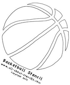 a basketball ball with the word basketball stencil written in black ink on a white background