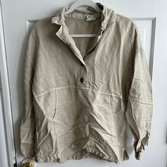 Brand New/ Never Worn/ Collared/ Three Buttons Neutral Collared Top For Day Out, Collared Neutral Top For Day Out, Neutral Tops With Pockets For Day Out, Fall Neutral Collared Tops, Neutral Collared Top For Fall, Fall Season Neutral Collared Tops, Collared Neutral Tops For Fall, Fall Blouse, Paisley Shirt