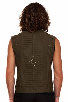 BLACK ETNIX Mens Vest Steampunk Metatron Burning Man Mens Green Vest, Pirate Vest, Goa Style, Dieselpunk Fashion, Man Vest, Steampunk Vest, Cyberpunk Clothing, Steampunk Pirate, Cyberpunk Clothes