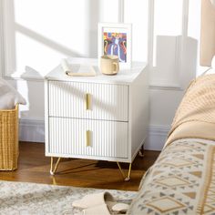 Mercer41 Nightstand & Reviews - Wayfair Canada Wooden Tv Stands, Telephone Table, White Bedside Table, Bedroom White, White Drawers, Side End Table, Furniture Bedside Table, White Nightstand, Living Room Tv Stand