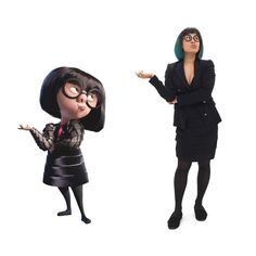 two cartoon characters dressed in business attire