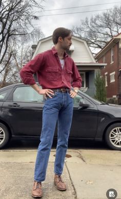 Western Man Outfit, Brown Levis Jeans Outfit, Dadcore Aesthetic Outfits, 80s Casual Outfit Men, Midwest Fashion Men, Folk Aesthetic Outfit Men, 90s Cowboy Fashion, Casual Cowboy Outfit, 70s Rocker Fashion Men