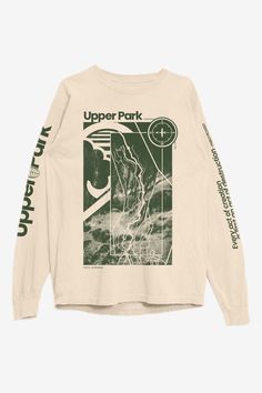 Pathfinder Long Sleeve Shirt - Upper Park Clothing - Chico Urban Graphic Print Tops For Outdoor, Urban Tops With Graphic Print For Outdoor, Urban Style Tops With Graphic Print For Outdoor Activities, Long Sleeve Graphic T-shirt For Hiking, Graphic Print Long Sleeve T-shirt For Hiking, Long Sleeve Graphic Print T-shirt For Hiking, Fall Adventure Top With Graphic Print, Graphic Print Top For Adventure In Fall, Fall Adventure Graphic Print Top