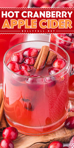 Savor the holiday drink recipe for Hot Cranberry Apple Cider! This fun party cocktail combines spiced apple cider, cranberry fruit juice, fresh cranberries, and cinnamon sticks. It’s perfectly kid friendly and a festive treat for everyone! Enjoy the warmth! Spiced Cranberry Apple Cider, Apple Cider And Cranberry Juice, Cranberry Apple Drink, Apple Cider Cranberry Drink, Apple Cider Christmas Drink, Fresh Cranberry Drink Recipes, Cranberry Apple Cider Punch, Holiday Apple Cider, Cranberry Apple Cider