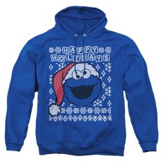 Sesame Street Cookie Monster Ugly Christmas - Pullover Hoodie Pullover Hoodie Sesame Street Cookie Monster Christmas, Monster Christmas, Street Hoodie, Sesame Street Cookies, Sesame Street Cookie Monster, Christmas Pullover, Printed Clothing, Cookie Monster, Monster Cookies