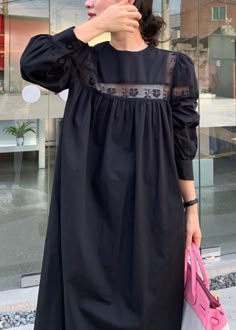 Black Patchwork Cotton Maxi Dress Hollow Out Lace Spring Cotton Maxi Dress, Trapeze Dress, Spring Fabric, Linen Maxi Dress, Comfortable Room, Cotton Maxi, Maxi Dress Cotton, Street Outfit, Cup Size