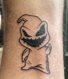 Mr Oogie Boogie White And Black Nightmare Before Christmas Tattoo Oogie Boogie Flash Tattoo, Tiny Nightmare Before Christmas Tattoo, 9 Tattoo Tim Burton, Dark Disney Tattoos Sleeve, Oogey Boogey Tattoo, Oogie Boogie Drawings, Cute Oogie Boogie Tattoo, Oogy Boogie Tattoo