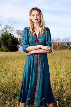 Slide View 1: Embroidered Fable Dress Beautiful Boho Dresses, Bohemian Dresses Long, Bohemian Dresses, Bohemian Style Clothing, Rush Dresses, Dresses Boho, Embroidered Maxi Dress, Boho Maxi, Bohemian Dress