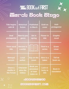 the book list for march's book binge, which includes books to read