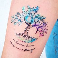 a tattoo with a tree on it that says, i love you to the moon and back