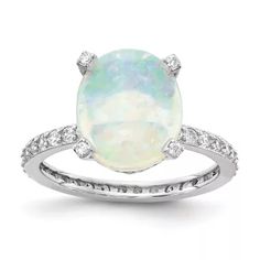 Opal Band Ring, Opal Band, White Opal, Statement Ring, Band Rings, Statement Rings, Cubic Zirconia, Gifts For Women, Opal