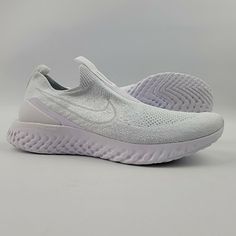 Nike Epic Phantom React Flyknit running shoes in women's size 9 US. White/White-Pure Platinum 100% authentic. Message with any questions. Slip-on Fade-resistant Running Shoes, Nike Slip-on Sneakers For Running Errands, White Running Shoes With Laces For Light Exercise, Comfortable Slip-on White Running Shoes, White Slip-on Running Shoes For Jogging, White Slip-on Comfortable Running Shoes, Nike Air Max Cushioning Slip-on Running Shoes, Nike Air Max Slip-on Running Shoes, Nike Slip-on Running Shoes With Air Max Cushioning