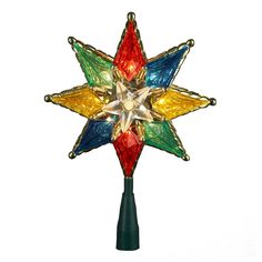 Kurt Adler Multicolored Star Christmas Tree Topper - Indoor, Multicolor Star Christmas Tree Topper, Lighted Tree Topper, Star Christmas Tree, Prelit Tree, Tree Star, Christmas Tree Star, Star Tree Topper, Black Christmas Trees, Star Christmas