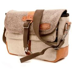 awesome upcycled bag Vintage Outdoor Satchel With Pockets, Vintage Khaki Bag For Adventure, Vintage Shoulder Bag With Leather Handles For Outdoor, Rectangular Brown Camera Bag For Outdoor, Brown Rectangular Camera Bag For Outdoor, Upcycled Beige Travel Bags, Outdoor Satchel Bag With Luggage Sleeve, Travel Brown Upcycled Shoulder Bag, Vintage Khaki Satchel For Outdoor