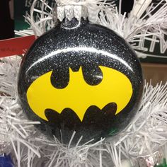 Holiday Christmas Tree Ornament Marvel Comic Superhero Batman Nerdy Christmas, Geek Christmas, Batman Symbol, Glitter Ornaments, Holiday Christmas Tree, Beautiful Christmas Trees, Christmas Ornament Crafts, Xmas Ornaments, Black Glitter