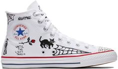 Converse Chuck Taylor All-Star Pro Sean Pablo White Customized White Converse, White Converse Designs, White Converse Drawn On, Diy White Converse, White Converse Drawing On Shoes, Drawing On White Converse, Converse Drawing On Shoes, White Converse Aesthetic, Grunge Converse