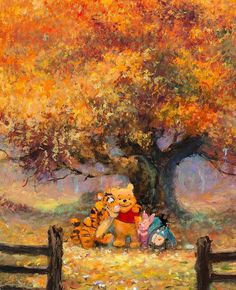 James Coleman, Autumn Portrait, Friends Pose, Pooh And Tigger, Easy Acrylic Painting, Limited Edition