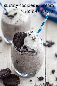 two glasses filled with cookies and cream ice cream