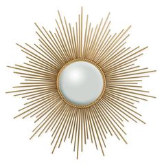 a gold sunburst wall light with white glass in the center and wooden stems on the sides