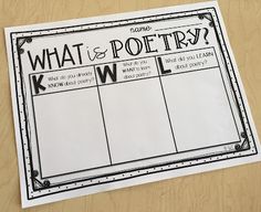 what is poetry? worksheet on a table