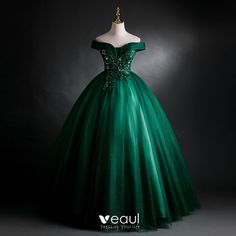 Quinceanera Dresses Green, Dark Green Prom Dresses, Green Ball Gown, Long Party Dress, Green Prom, Green Tulle, Banquet Dresses, Color Rush, Green Prom Dress