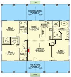 the floor plan for a two bedroom house with an attached bathroom and living room area