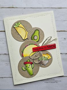 Taco Cards, Cactus Card, Pink Buckaroo Designs, Food Cards, Country Flowers, Card Crafting, Card Crafts