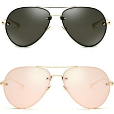 PRICES MAY VARY. Unisex aviator sunglasses for women men with double metal bridge; large flat tinted lenses; rimless or hidden rim rose gold aviator sunglasses UV400 protection, non-polarized; colored aviator sunshades with reflective, mirrored or clear lens options; metal aviator sunglasses with adjustable nose pad and frame Polarized and non-polarized options; the polarized option is made of 1.1mm thickness Polaroid lenses (regular thickness for polarized lenses is 0.75mm) providing extra prot Yellow Aviator Sunglasses, Rose Gold Aviator Sunglasses, Retro Aviator Sunglasses, Brown Aviator Sunglasses, Oversized Aviator Sunglasses, Vintage Sunglasses Retro, Black Aviator Sunglasses, Aviators Women, Sunglasses Women Aviators