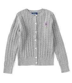 From Polo Ralph Lauren, this cardigan features:medium weight, cable-knit fabricrib-knit round necklinelong sleeves with rib-knit cuffsbuttoned front placketgrosgrain trim along the under placketsignature embroidered Pony at the left chestrib-knit hemCottonMachine wash; tumble dryImported. Ralph Laren Sweater, Ralph Lauren Cream Cardigan, Old Money Ralph Lauren Sweater, Letterman Sweaters, Cotton Cable Knit Sweater, Polo Ralph Lauren Kids, Toddler Sweater, Ralph Lauren Kids, Cardigan Sweater Jacket