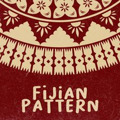 a red and white poster with flowers on it's side, says fuian pattern