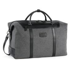 Metropolitan Felt Travel Satchel with Leather Trim Our new Felt Business Collection. Appointed with supple napa leather trim. Not only durable and great looking, also extremely lightweight. Ideal for work, the gym or even travel! Top zip wide-access into main compartment Fully-lined interior Two zippered accessory pockets in spacious main compartment One outside zippered accessory pocket on front panel Two comfortable leather handles Detachable and adjustable leather shoulder strap Leather monog Functional Travel Bag With Leather Trim For Business Trips, Functional Travel Bag With Leather Handles For Business Trips, Modern Travel Bag With Leather Trim, Modern Travel Bag With Leather Trim For Business Trips, Functional Gray Leather Bag, Commuting Nylon Bags With Leather Trim, Nylon Bags With Leather Trim For Commuting, Functional Bags With Leather Trim For Business Trips, Classic Luggage With Leather Trim For Business Trips