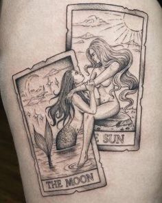 a tattoo on the thigh of a woman