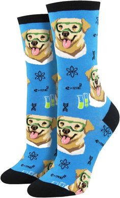 Amazon.com: Socksmith Science Lab Blue One Size : Clothing, Shoes & Jewelry Women Science, Sock Lovers, Corgi Butts, Lab Dogs, Ankle Socks Women, Sock Drawer, Mens Crew Socks, Dog Socks, Sock Game