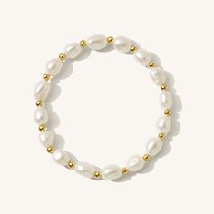 Pearl & Gold Bead Bracelet | Simple & Dainty Jewelry Affordable White Beaded Bracelets With Gold Beads, Affordable White Bracelets With Gold Beads, Cheap Trendy Round Pearl Bracelet, Cheap Gold Pearl Bracelet With Gold Beads, Cheap Gold Bracelets For Beach, Cheap White Bracelets With Gold Beads, Affordable Gold Pearl Beaded Bracelets, Affordable Elegant Beaded Bracelets For Beach, Affordable White Pearl Bracelet For Summer