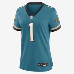 Rep one of your team's top stars with this Jacksonville Jaguars Jersey. Proper ventilation and a form fit help provide a dry, comfortable wear with the authentic look of the on-field uniform. Travis Etienne, Trevor Lawrence, Nfl Games, Nike Nfl, Jacksonville Jaguars, Football Games, Football Jersey, Football Jerseys, Jaguar