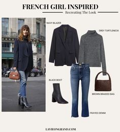 French Fall Fashion Casual, Paris Outfits May, Classy Everyday Outfits Minimal Classic, French Style 2024, Winter Outfits French, French Woman Style, Navy Blazer Outfit Women, Parisian Winter Style, Navy Blazer Outfit