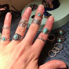 Nwot 17 Piece Set Of Bohemian Silver Tone And Turquoise Stone Rings. Pictures Show Some Rings On Fingers With Extra Rings On Side And Also Extra Rings Alone. Nickel-free Bohemian Turquoise Ring, Bohemian Metal Rings For Summer, Bohemian Blue Rings For Summer, Vintage Summer Ring Jewelry, Summer Bohemian Metal Rings, Blue Bohemian Jewelry With Metal Ring, Bohemian Blue Jewelry With Metal Ring, Bohemian Adjustable Turquoise Ring For Summer, Rings On Fingers