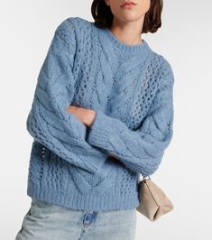 Aran wool-blend sweater in blue - Brunello Cucinelli | Mytheresa