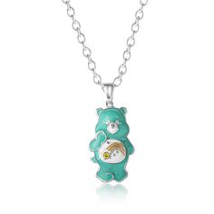 Add a touch of nostalgia to your jewelry collection with the Care Bears Wish Bear 3D Pendant Necklace. This adorable pendant features a detailed 3D design of Wish Bear, crafted with care to capture its iconic charm. Perfect for Care Bears fans and anyone who loves playful accessories. Care Bear Accessories, Collectible Themed Jewelry Pendant, Collectible Themed Pendant Jewelry, Silver Novelty Necklaces With Charms, Novelty Silver Necklaces With Charms, Novelty Pendant Jewelry With Charms, Green Novelty Jewelry For Birthday, Personalized Novelty Pendant Jewelry, Silver Enamel Pendant Charm Necklaces