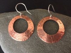 Copper Domed Disc Earrings   - I textured the copper discs with a hammer, smoothed the edges and polished to a high shine.  the copper discs hang from Sterling Silver earwires.    Each disc measures 25mm The earrings measure 36mm long including the earwires. I will send your earrings wrapped in crisp white tissue paper and include aMairi Jewellery branded gift box Hammered Copper Round Hoop Earrings, Metal Jewelry Making, Metal Jewellery, Copper Jewellery, Citrine Jewelry, Mixed Metal Jewelry, Disc Earrings, Holiday Earring, Copper Earrings