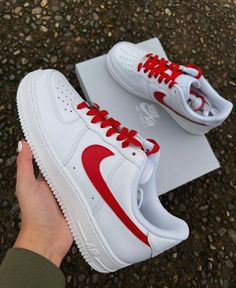 Red Swoosh Air Force 1 Tennis Nike Air Force Rojos, Shoes Air Force 1s Nike, Nike High Tops White & Red, Nike Air For 1s, Luxury Red Nike Air Force 1 For Streetwear, Nike Air Force Shadow Red, Jordan Air Force 1 Red, Shoes Nike Red And White, Painted Nike Airforce 1 Red